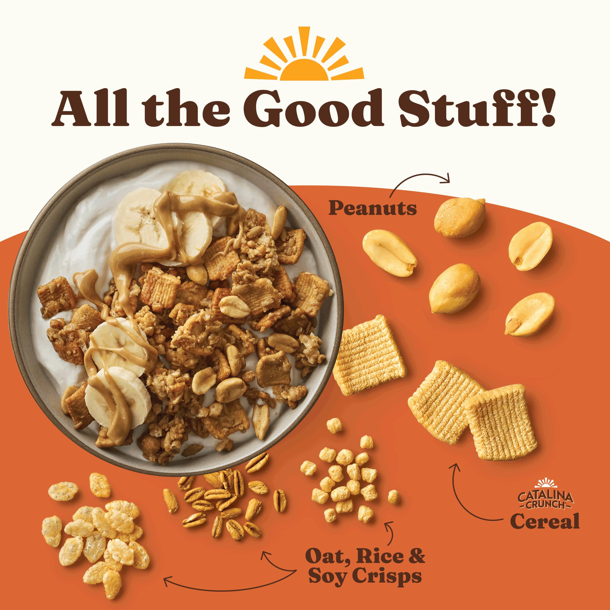 Close-up of granola texture with honey and cashews