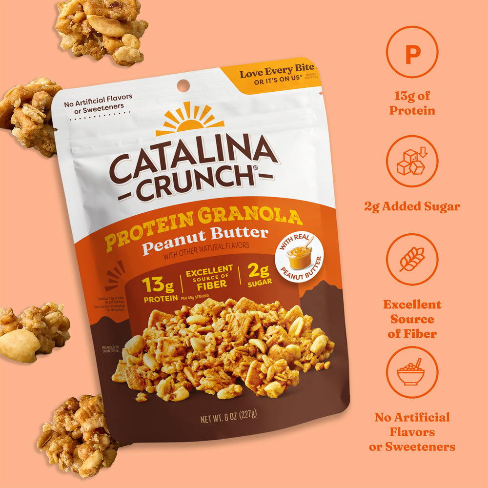 Bag interior view highlighting gluten-free, low-sugar formula