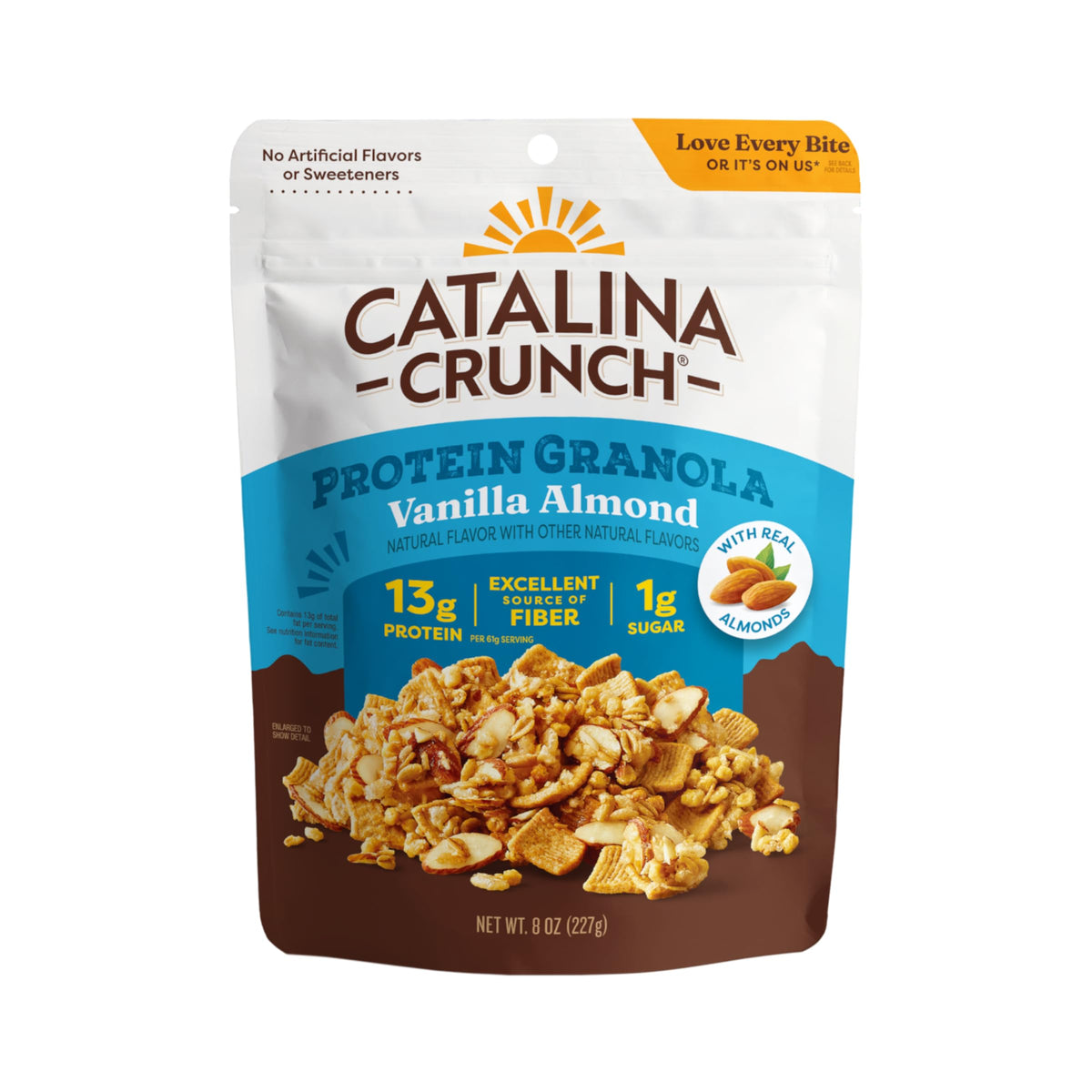 Catalina Crunch vanilla almond protein granola pack, gluten-free and keto-friendly.