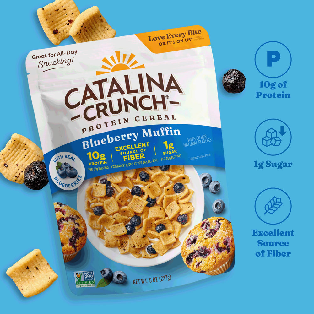 Catalina Crunch serving with milk, showcasing crisp texture and bowl appeal