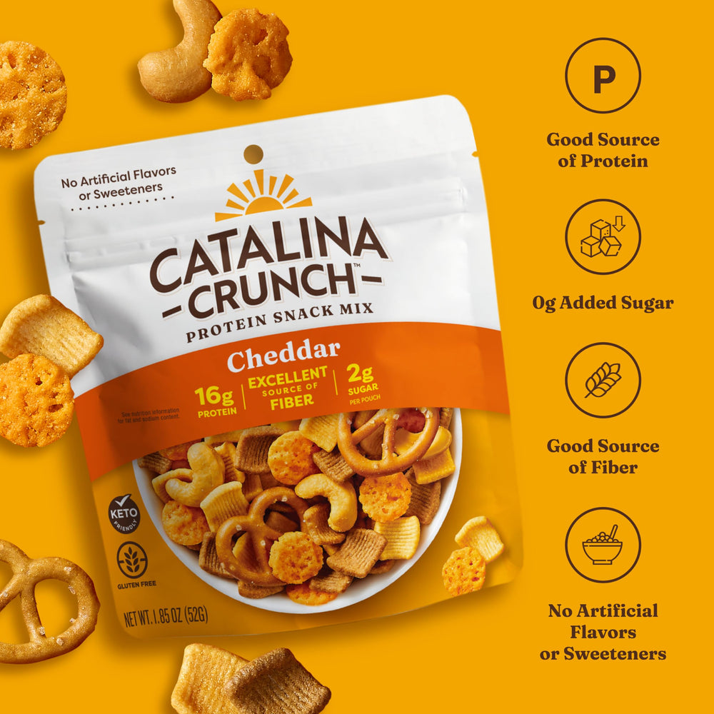Catalina Crunch resealable pouch ready for travel or office snacking.