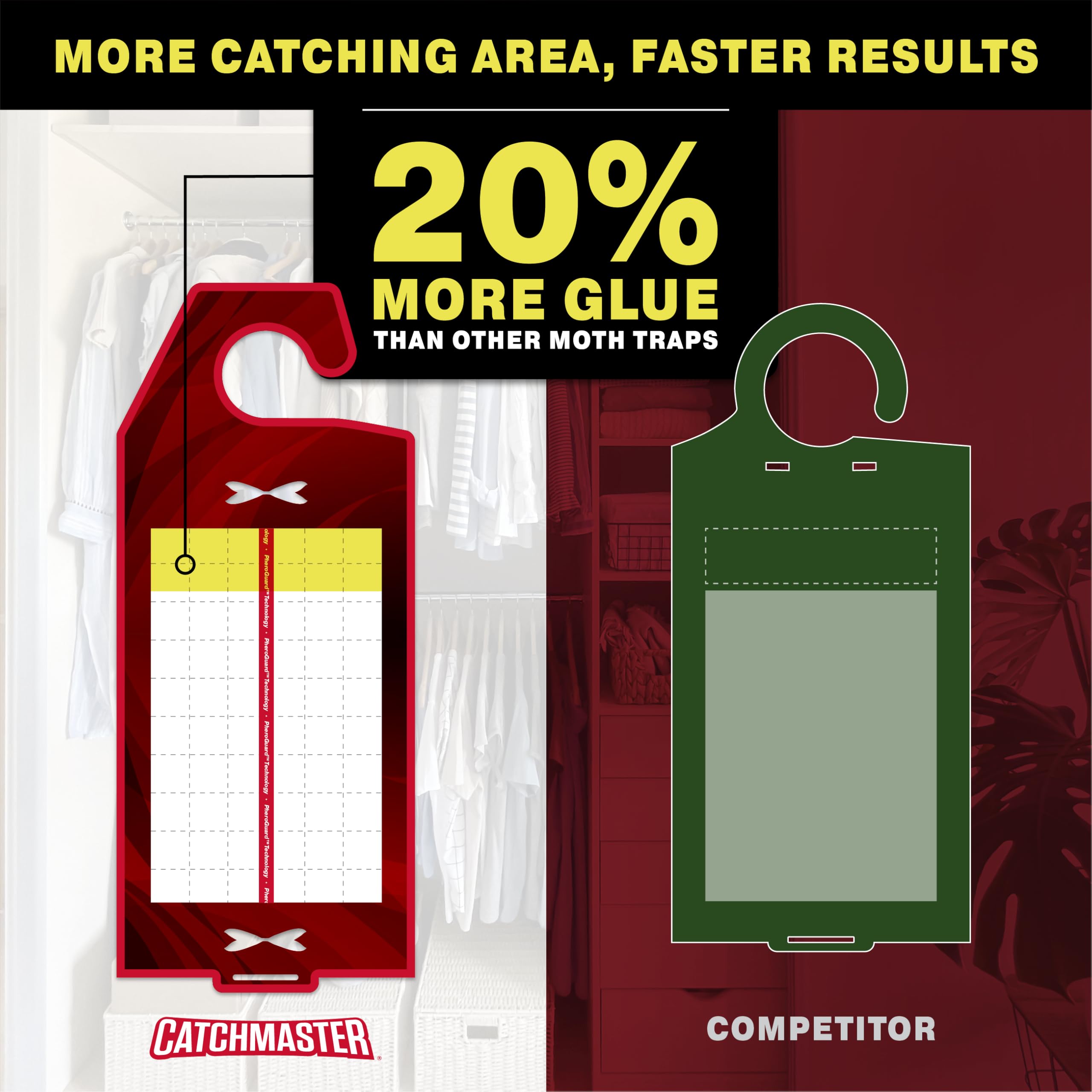 Catchmaster red XL traps designed for textile storage protection.