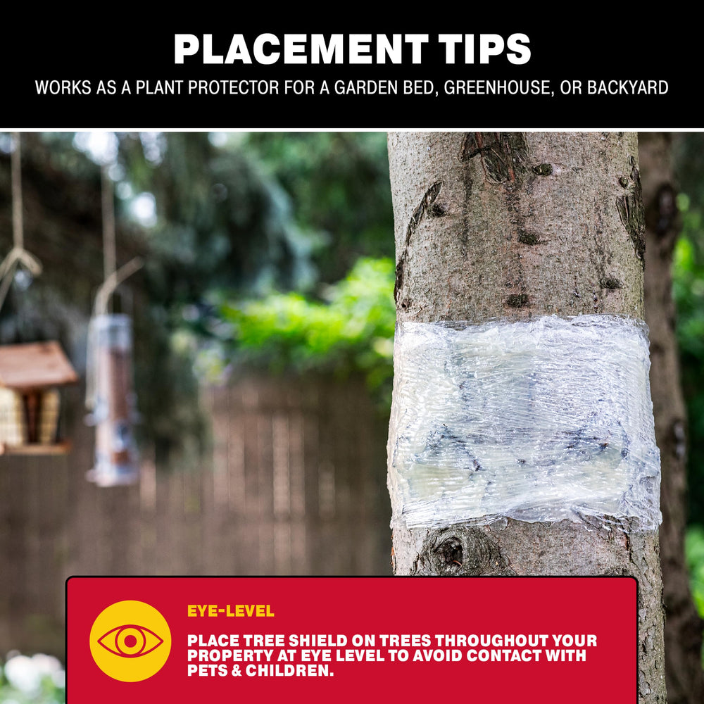 Catchmaster cankerworm traps installation on a plant stem.