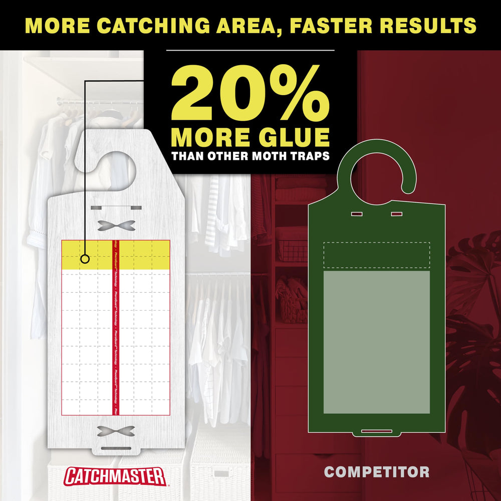 Catchmaster fabrics protection in closet demonstrated with textiles and traps.