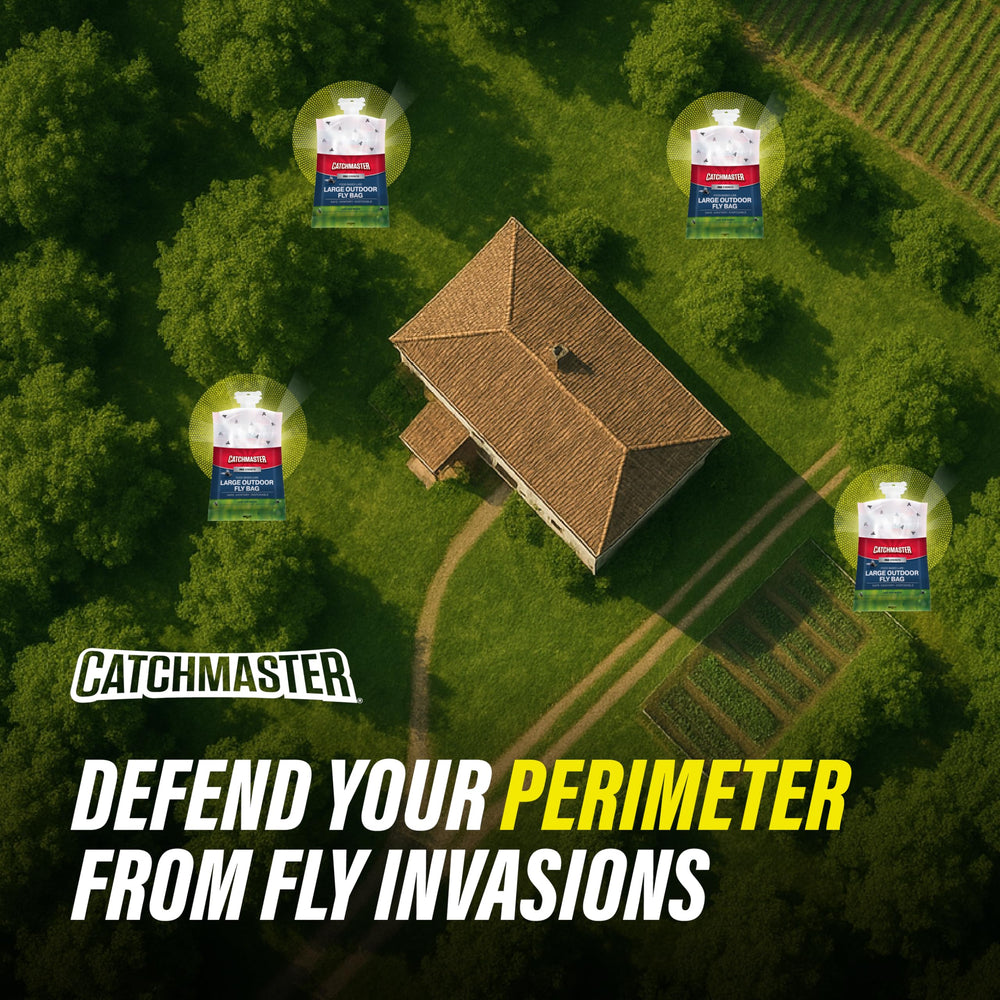 Catchmaster Pro hanging setup ready to deter backyard flies.