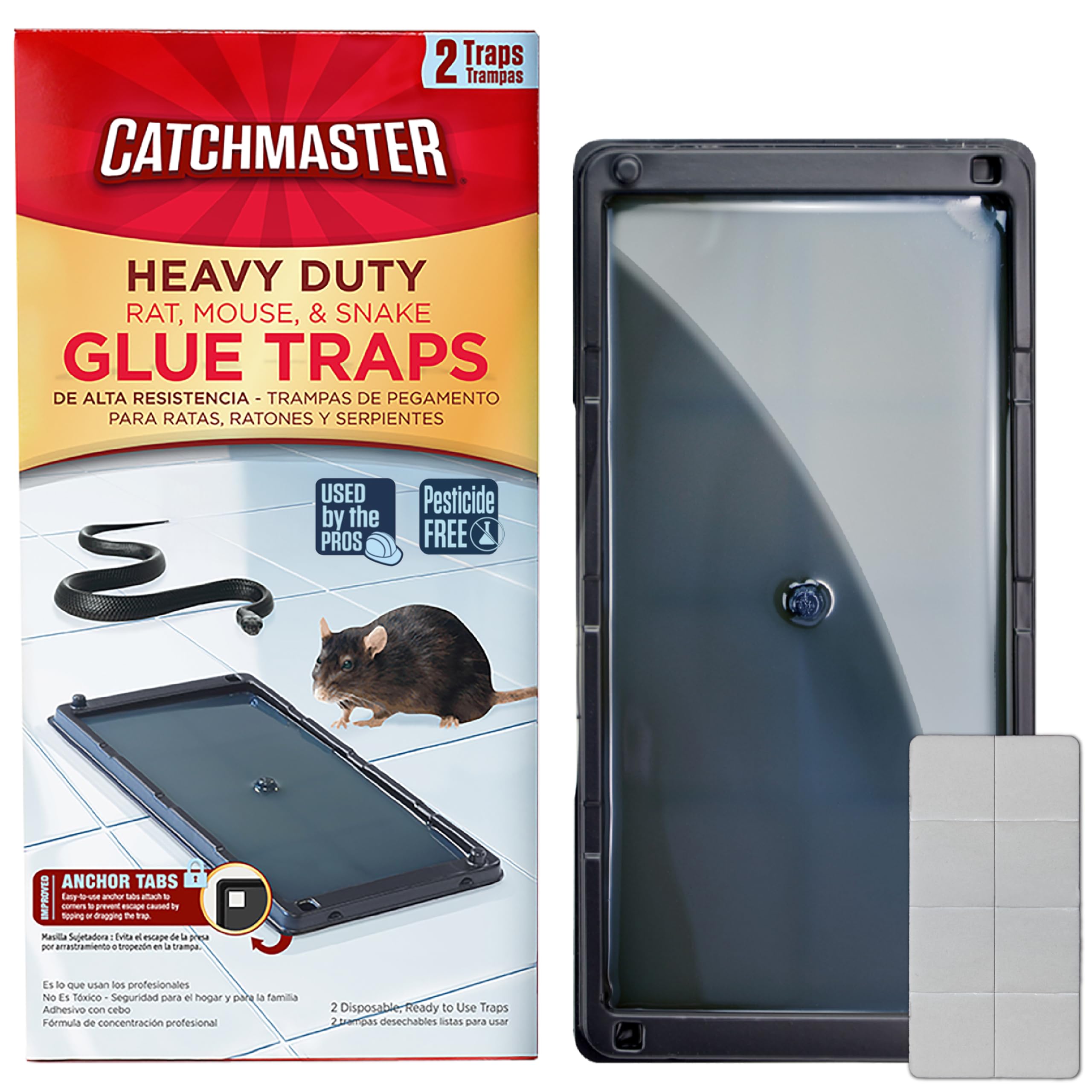 Catchmaster rat and mouse glue trap assembly ready for quick placement and testing.