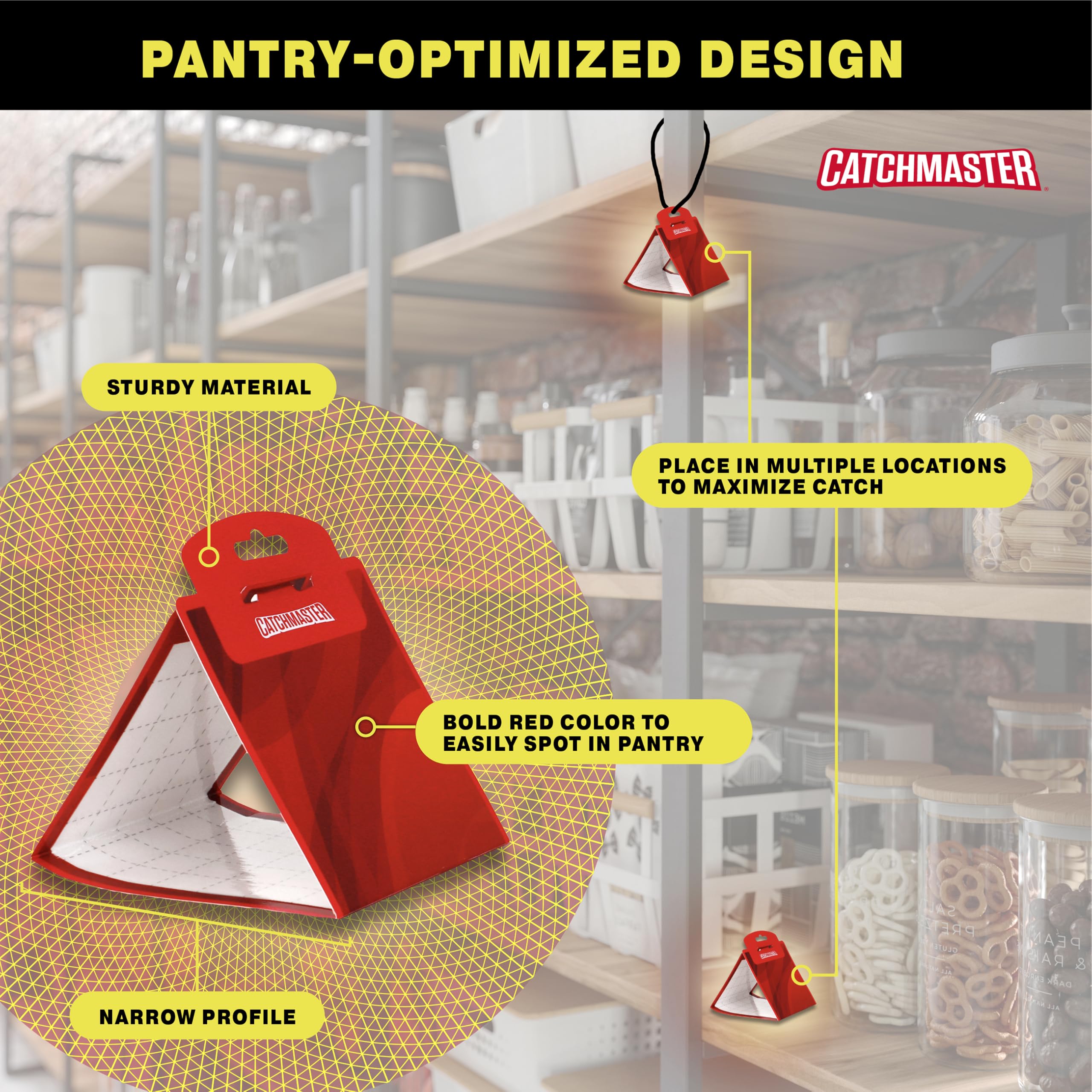 Sticky surface traps moths for effective monitoring and quick peace of mind.
