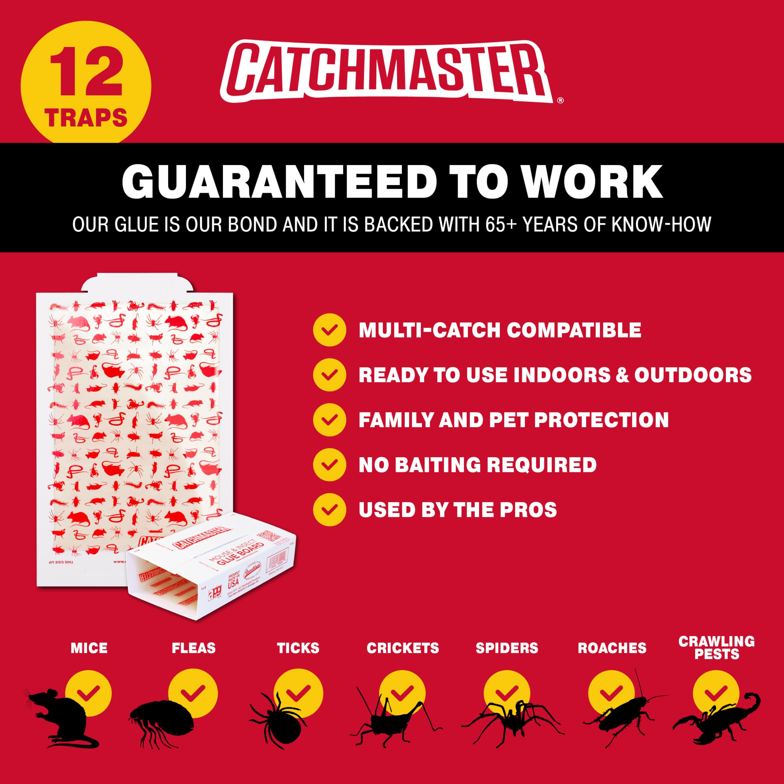 Catchmaster trap placed along wall to intercept crawling pests