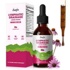 Catfit Lymphatic Drainage Drops bottle closeup showing the herbal blend that may support wellness.