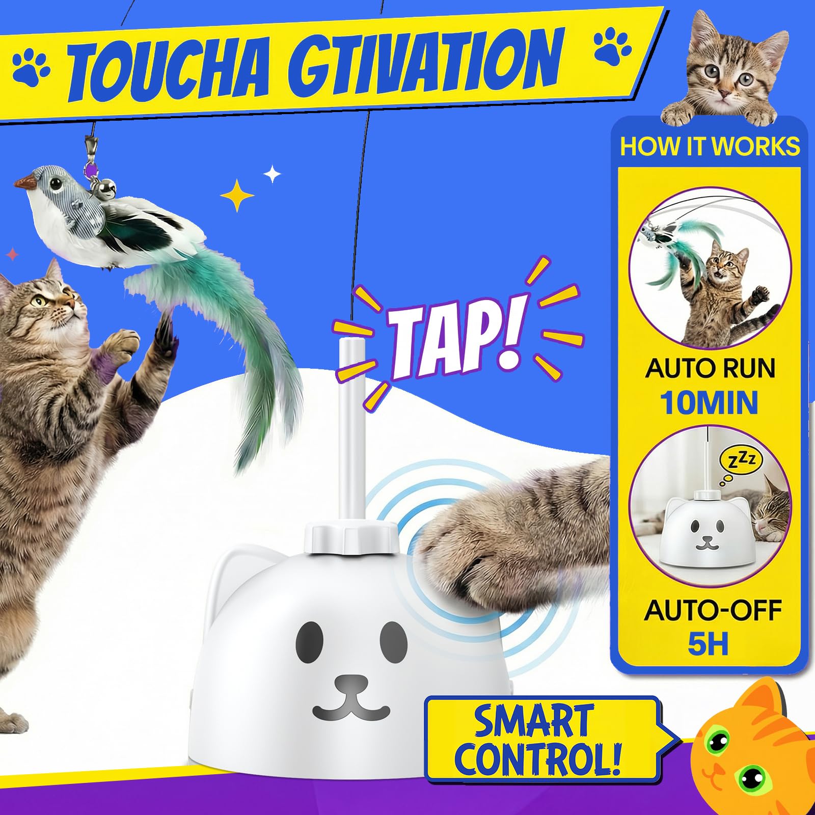 CatPick silicone-protected wand reduces wear and protects paws.