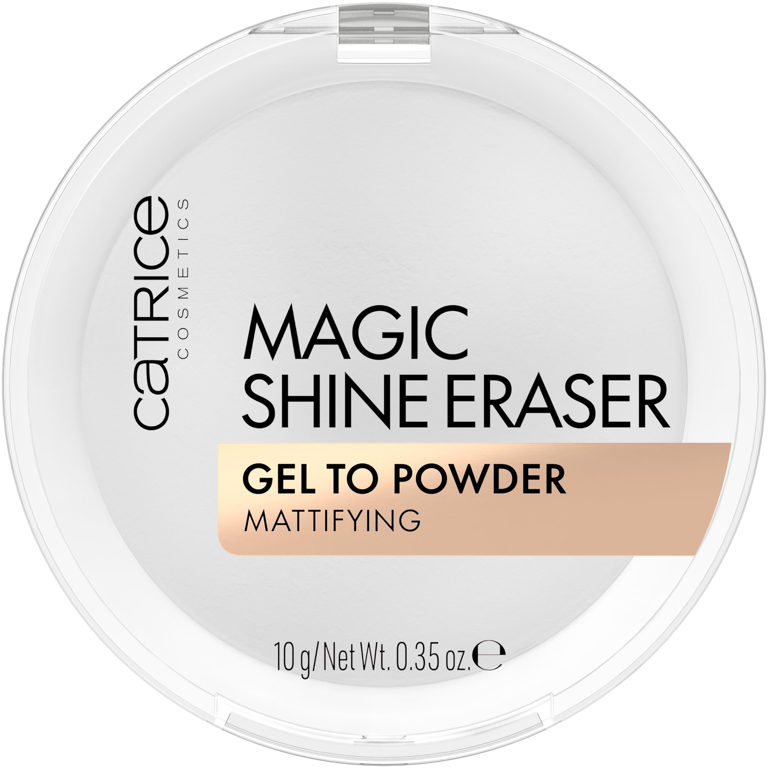 Catrice Magic Shine Eraser compact delivers shine-free, translucent finish.