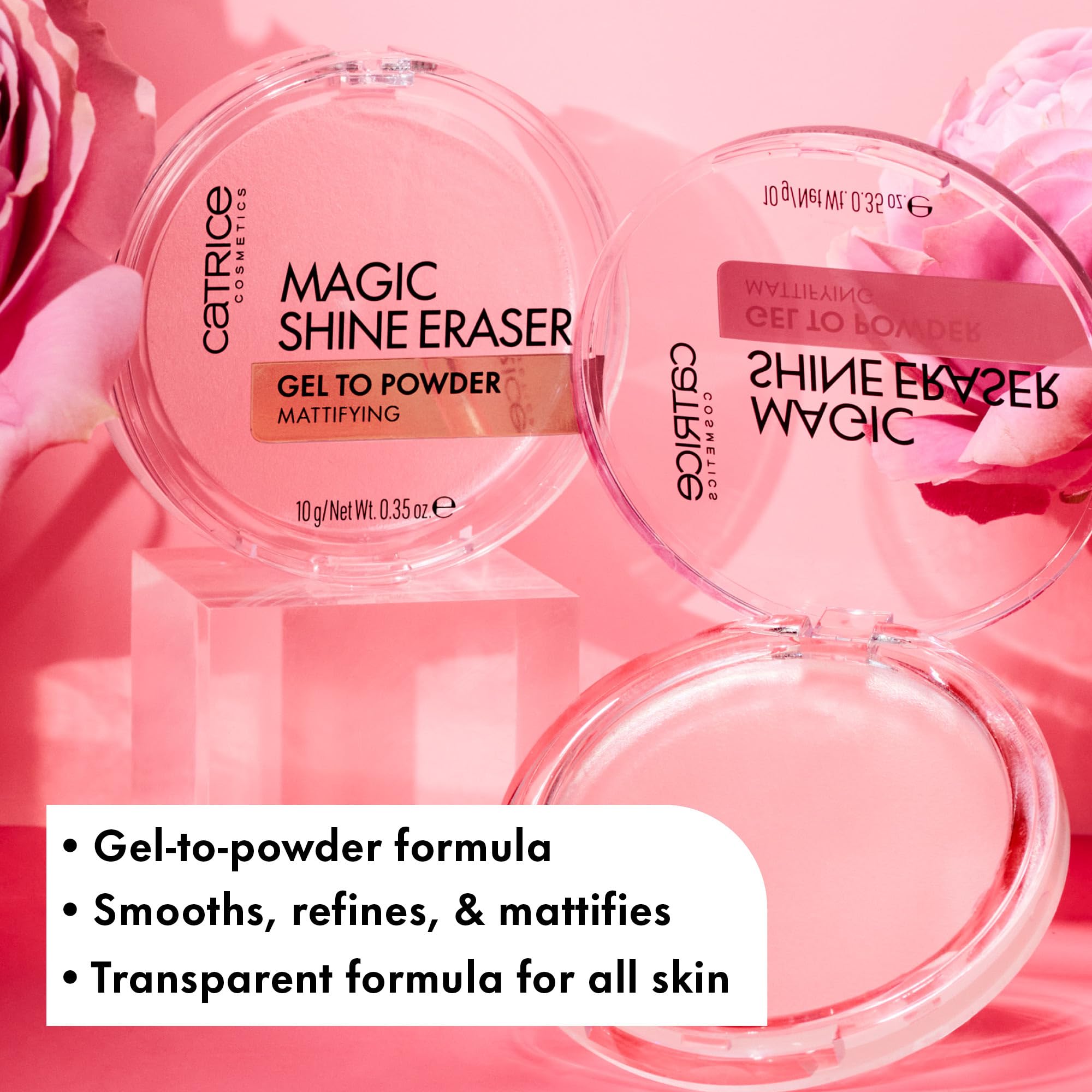 Soft-focus blur on Catrice finish hides pores for a polished look.