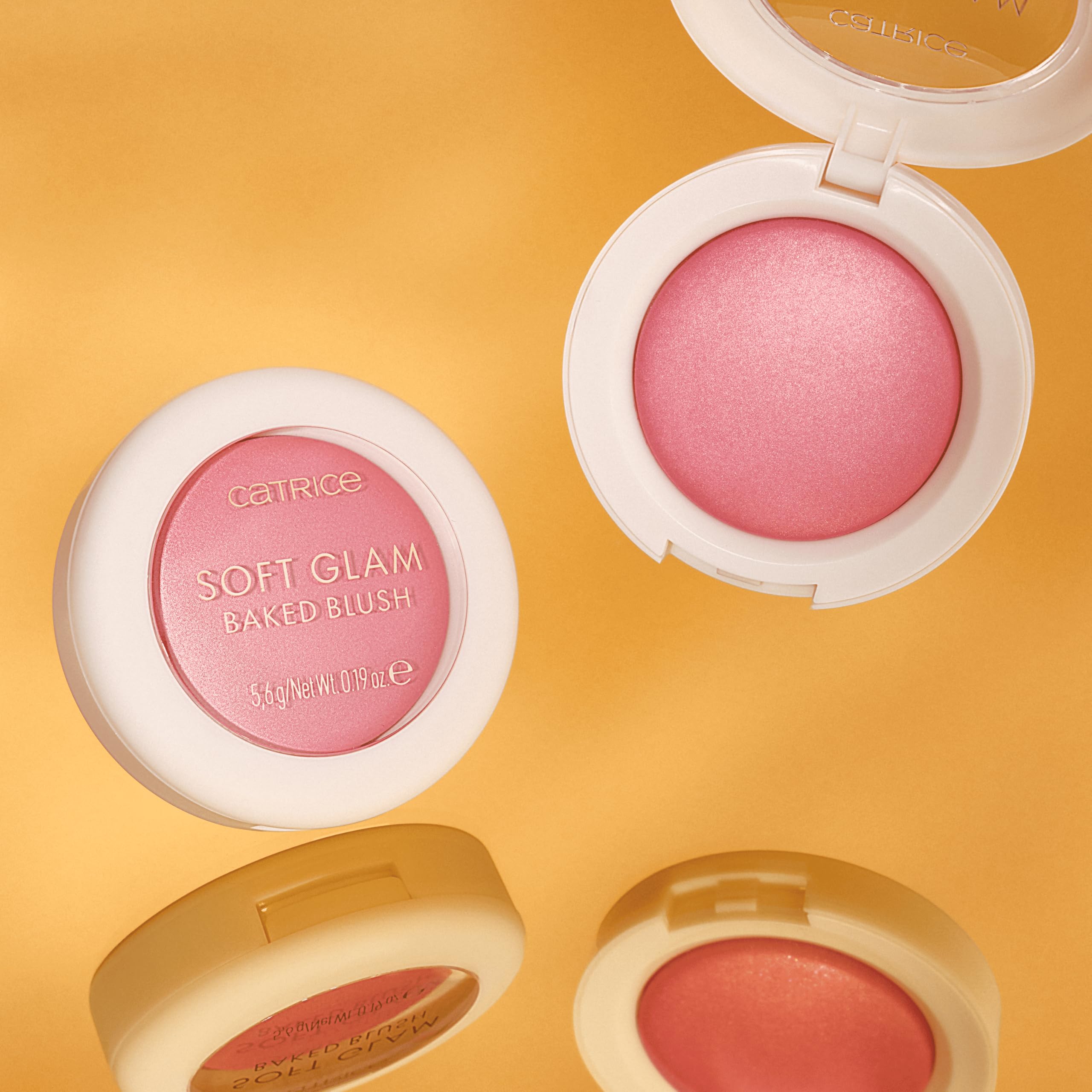 Catrice Soft Glam Baked Blush Midnight Berry cheek swatches offer healthy glow.