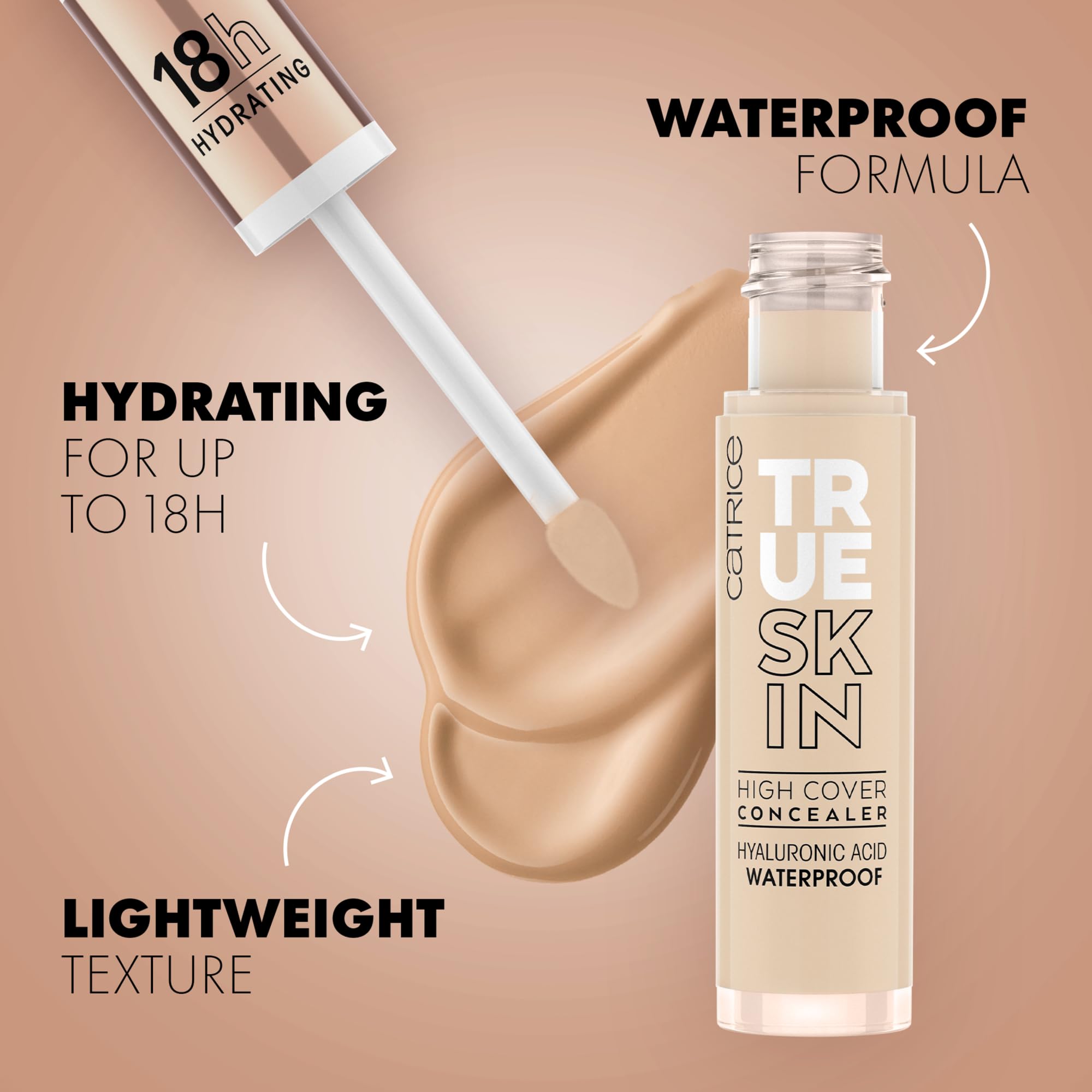 Catrice True Skin High Cover Concealer precision applicator applies under-eye coverage.