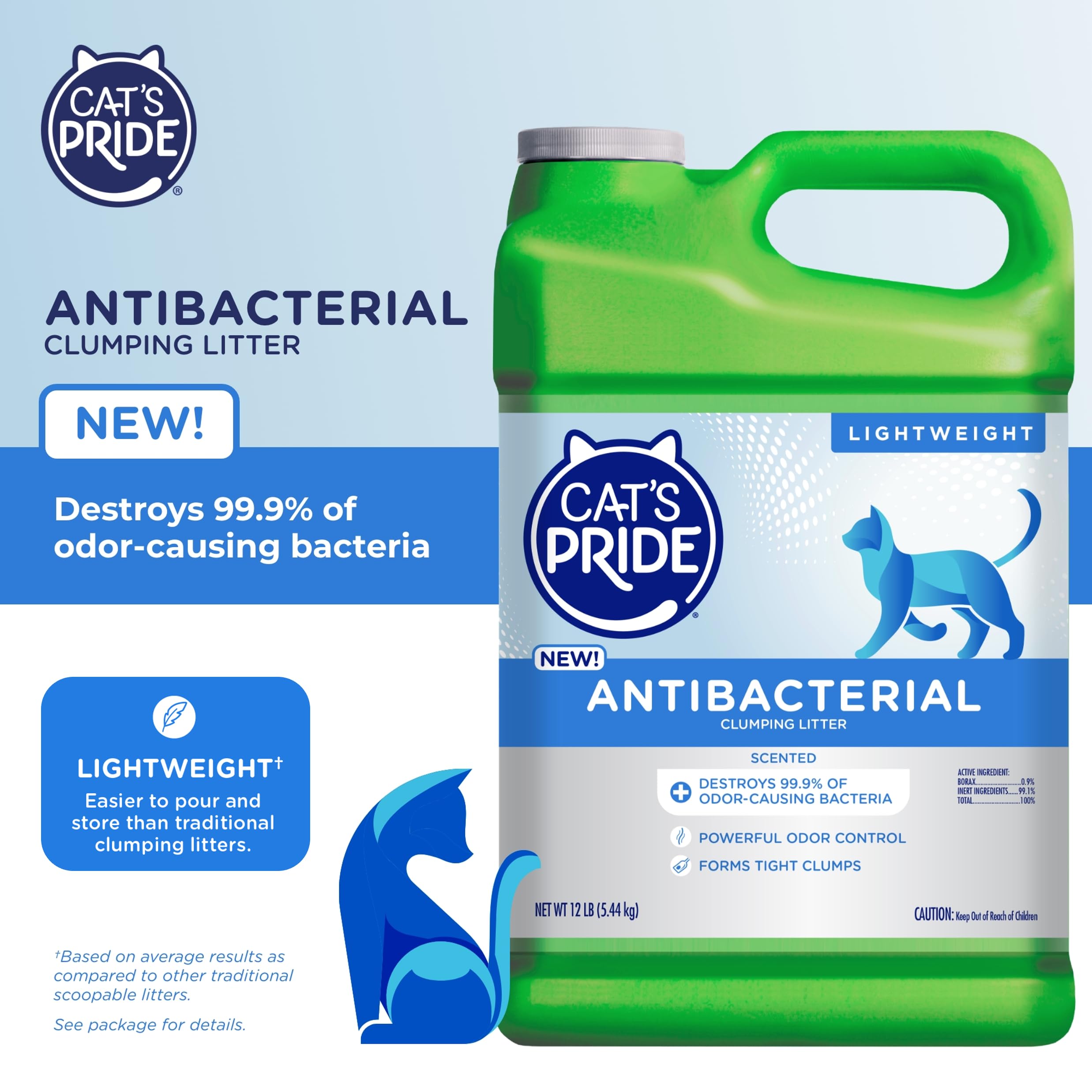 Cat's Pride odor-control litter closeup highlighting quick absorption