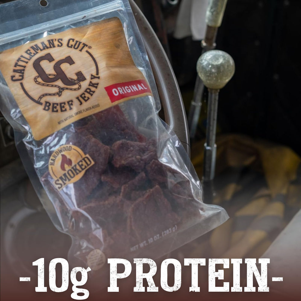 Cattleman's Cut Jerky in resealable bag preserves freshness between sessions.