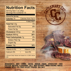 Cattleman's Cut Original Beef Jerky displays tender bite after slow marination.