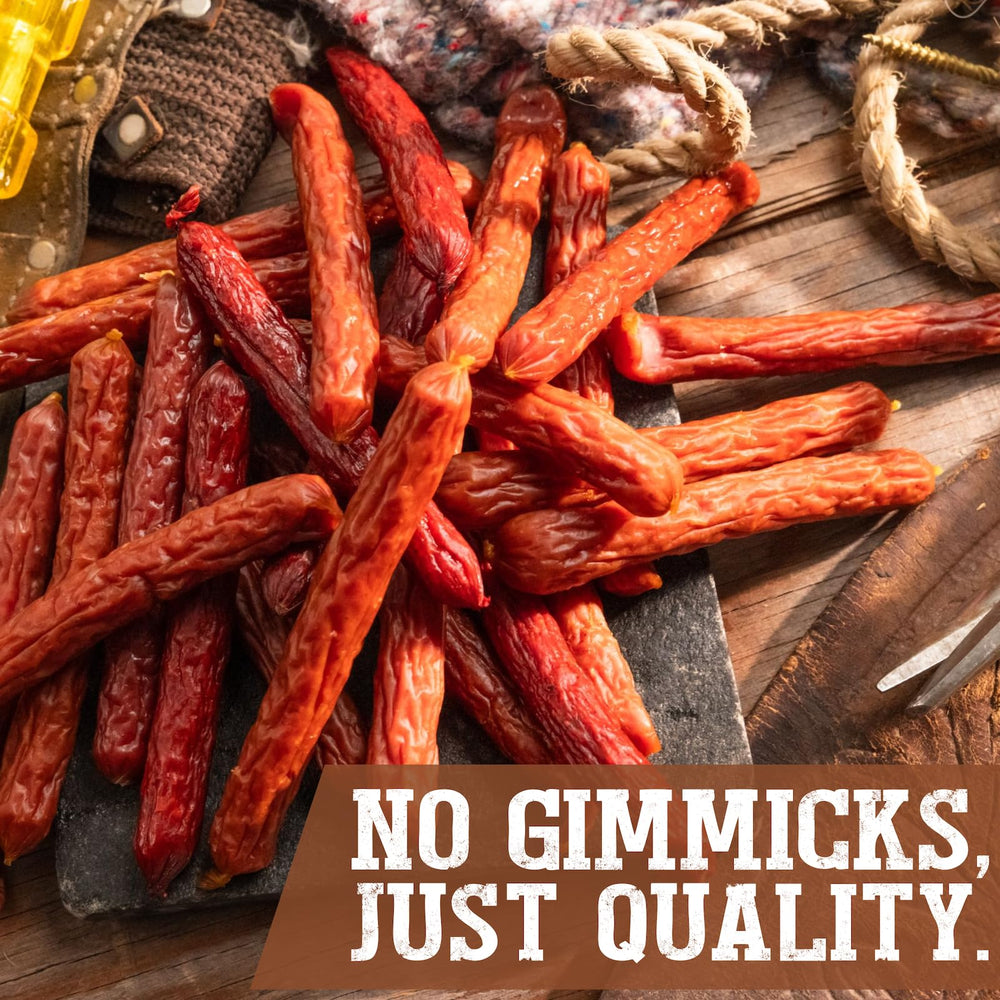 Cattleman's Cut sausages in hand show 7g protein per serving