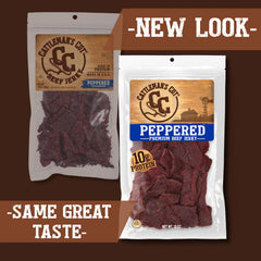 Cattleman's Cut slow-cooked jerky bite with peppery seasoning