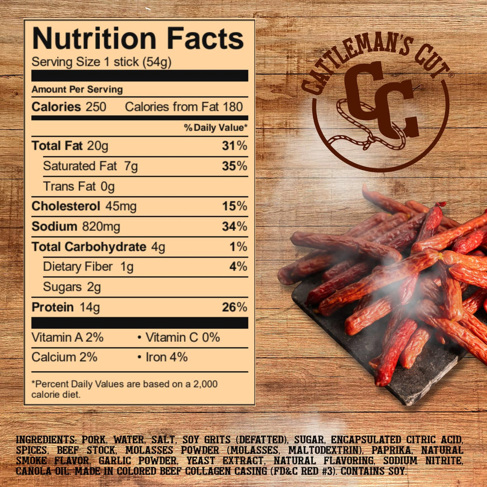 Close-up of slow-smoked sausage texture from Cattleman's Cut