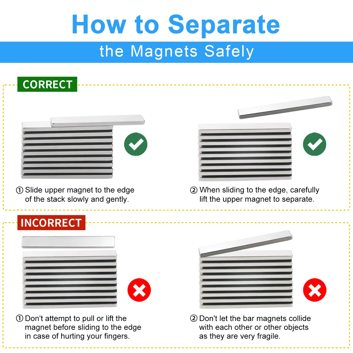 Caturledas magnets are easy to handle with gentle separation guidance