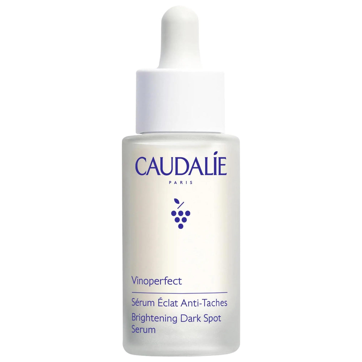 Caudalie Vinoperfect serum bottle application for daily brightening routine.