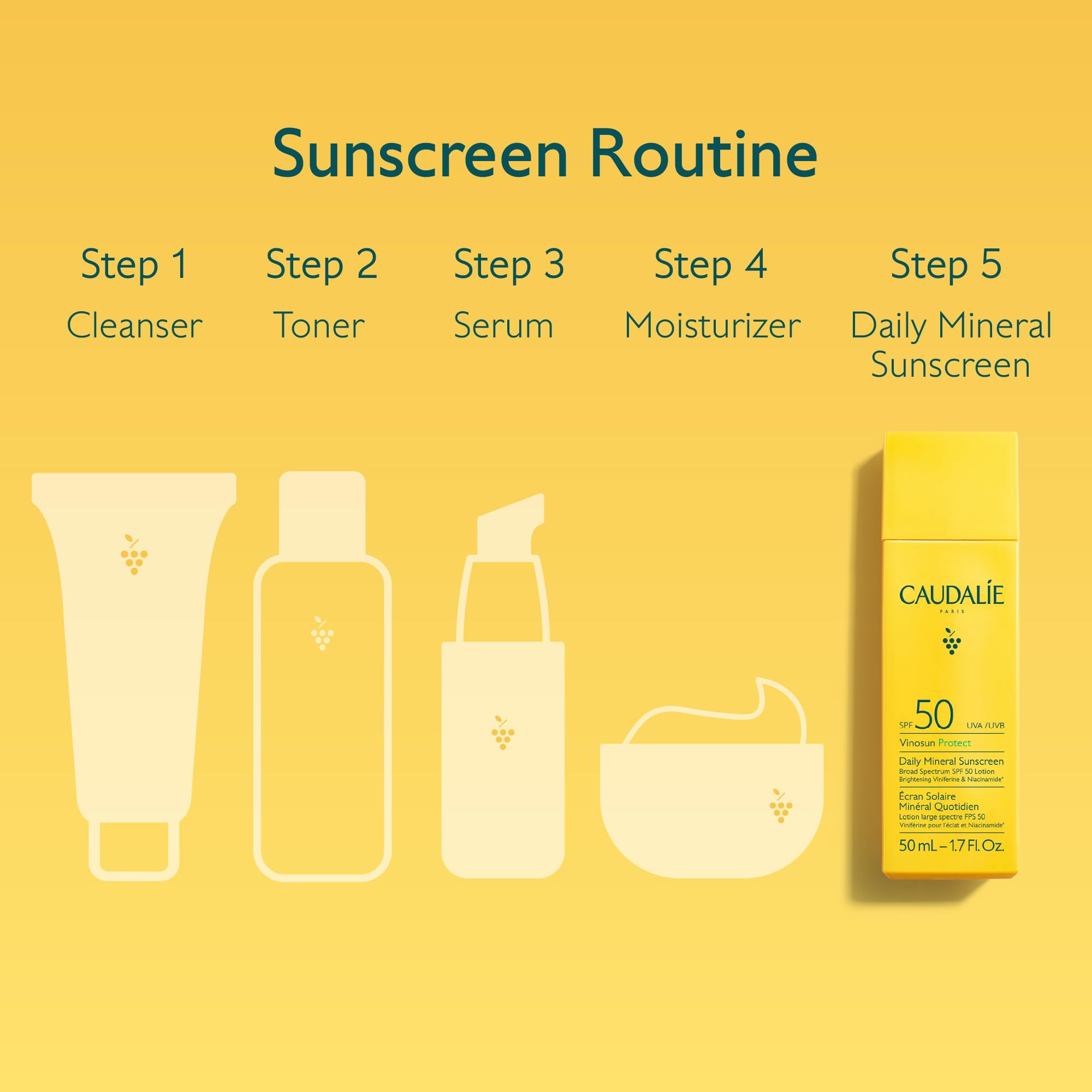 Caudalie Vinosun Protect 50 mL bottle, travel-friendly daily sun care.