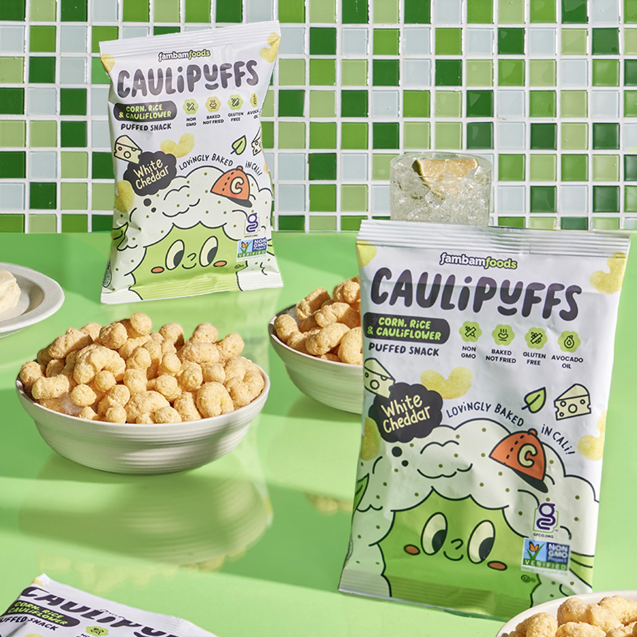 CauliPuffs serving bowl shows family-friendly crunch for shared moments.