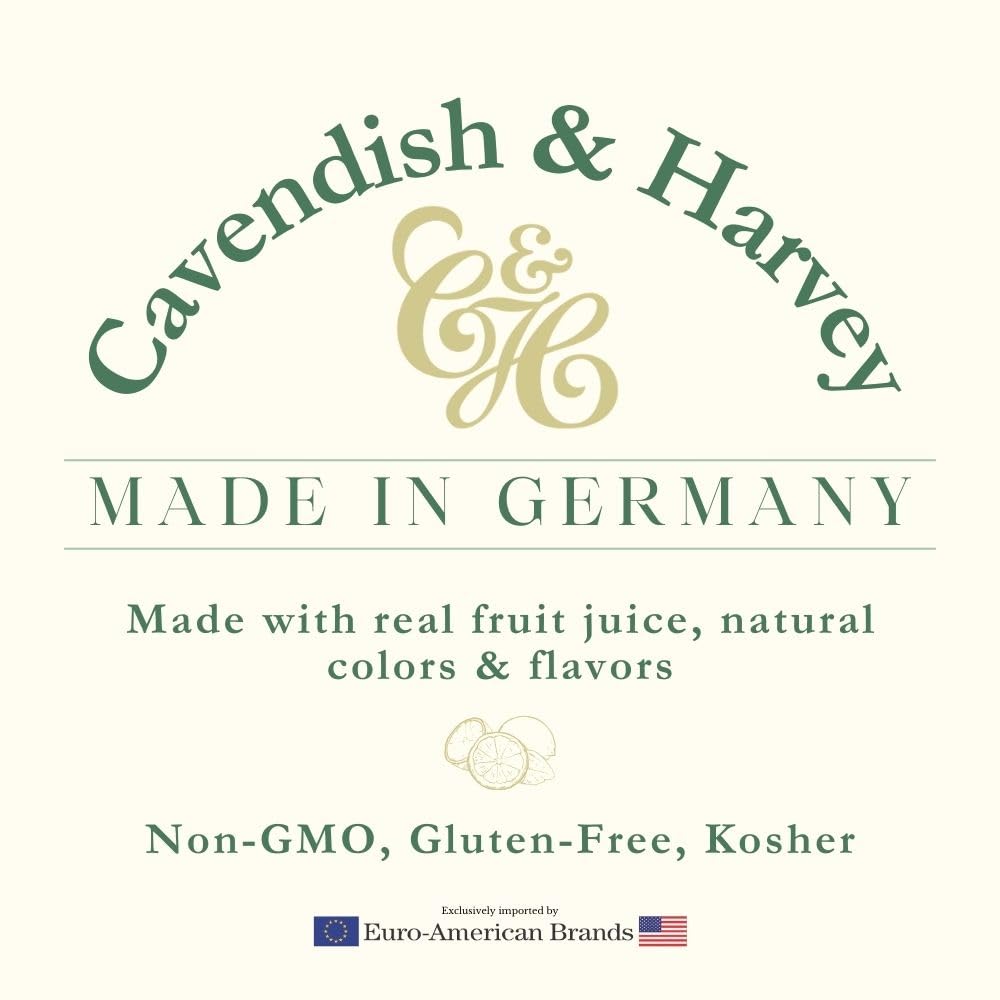 Raspberry fruit juice drops with sugared coating from Cavendish & Harvey.