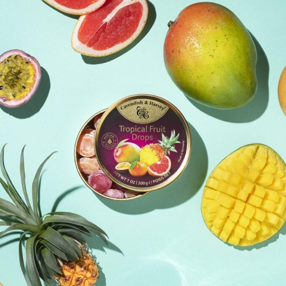 Sustainable packaging from Cavendish and Harvey with recyclable tin and glass jar.