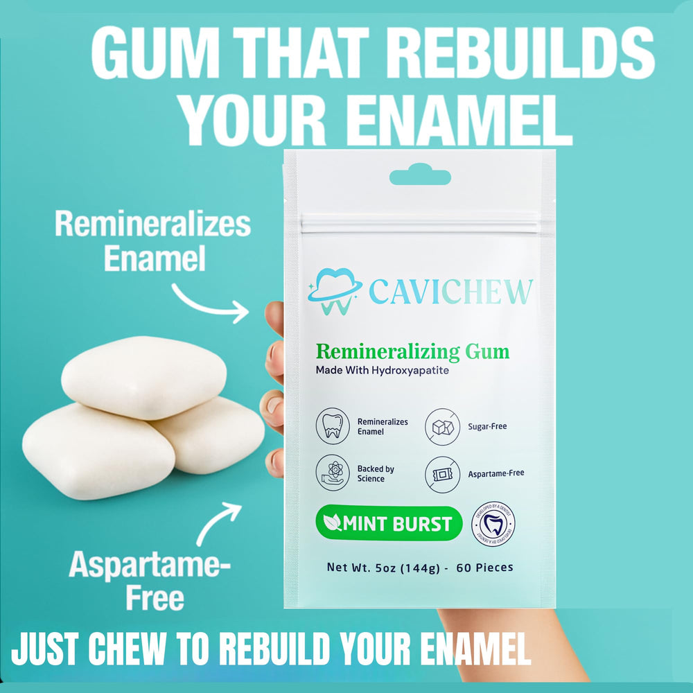 CaviChew sugar-free mint gum without aspartame for fresh breath.