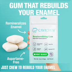 CaviChew sugar-free mint gum without aspartame for fresh breath.