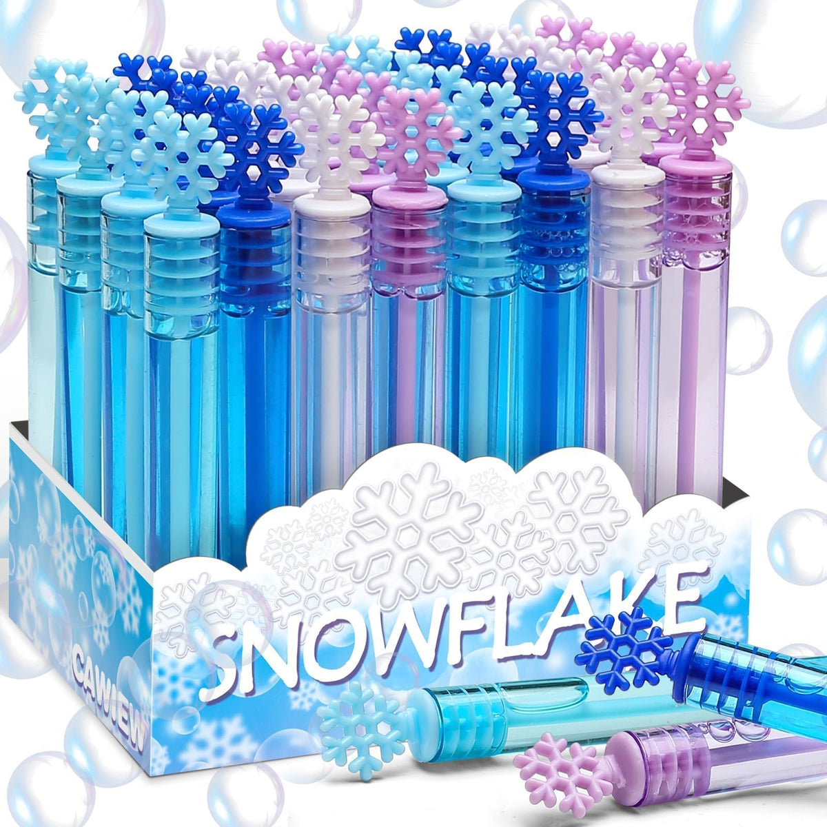 Cawiew snowflake bubble wand blue for outdoor play and vivid bubbles