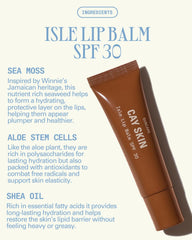 Cay Skin Isle Lip Balm being applied to lips for sheer shine