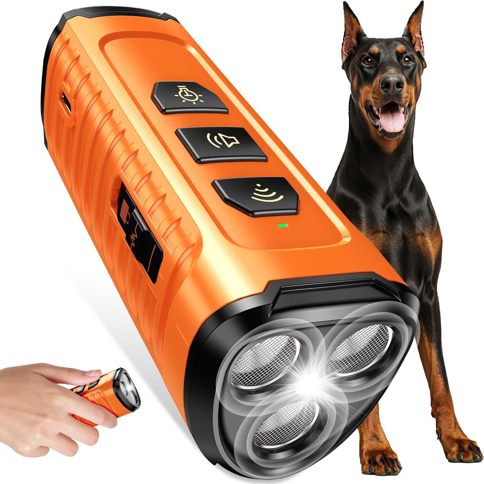 Cbersmg dog bark deterrent device front view for quick, humane barking control.