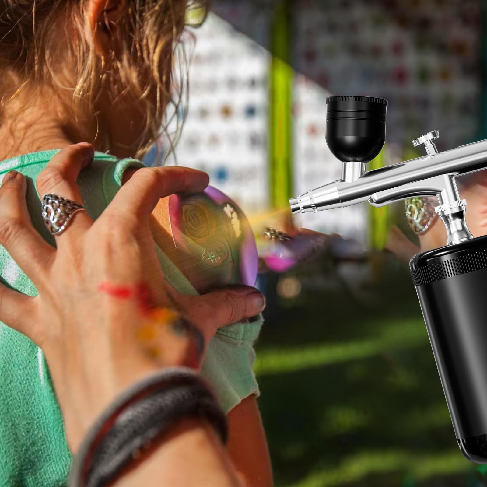 CBVCBV airbrush kit ergonomic trigger and adjustable pressure for controlled spraying.