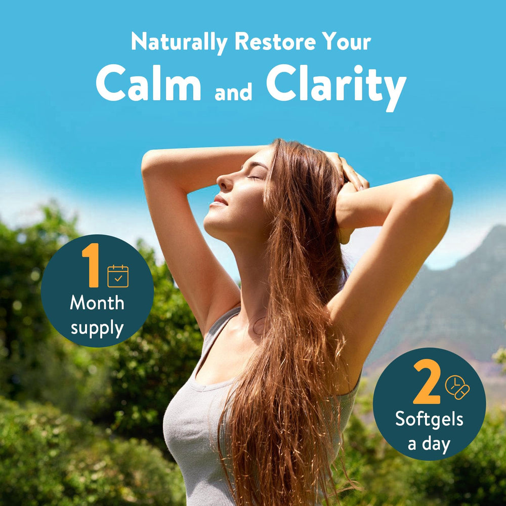 C Calthorvitana coq10-l-theanine softgel bottle designed for daily wellness and balance