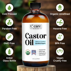 C CARE Castor Oil supports hair growth for thicker, healthier-looking strands.