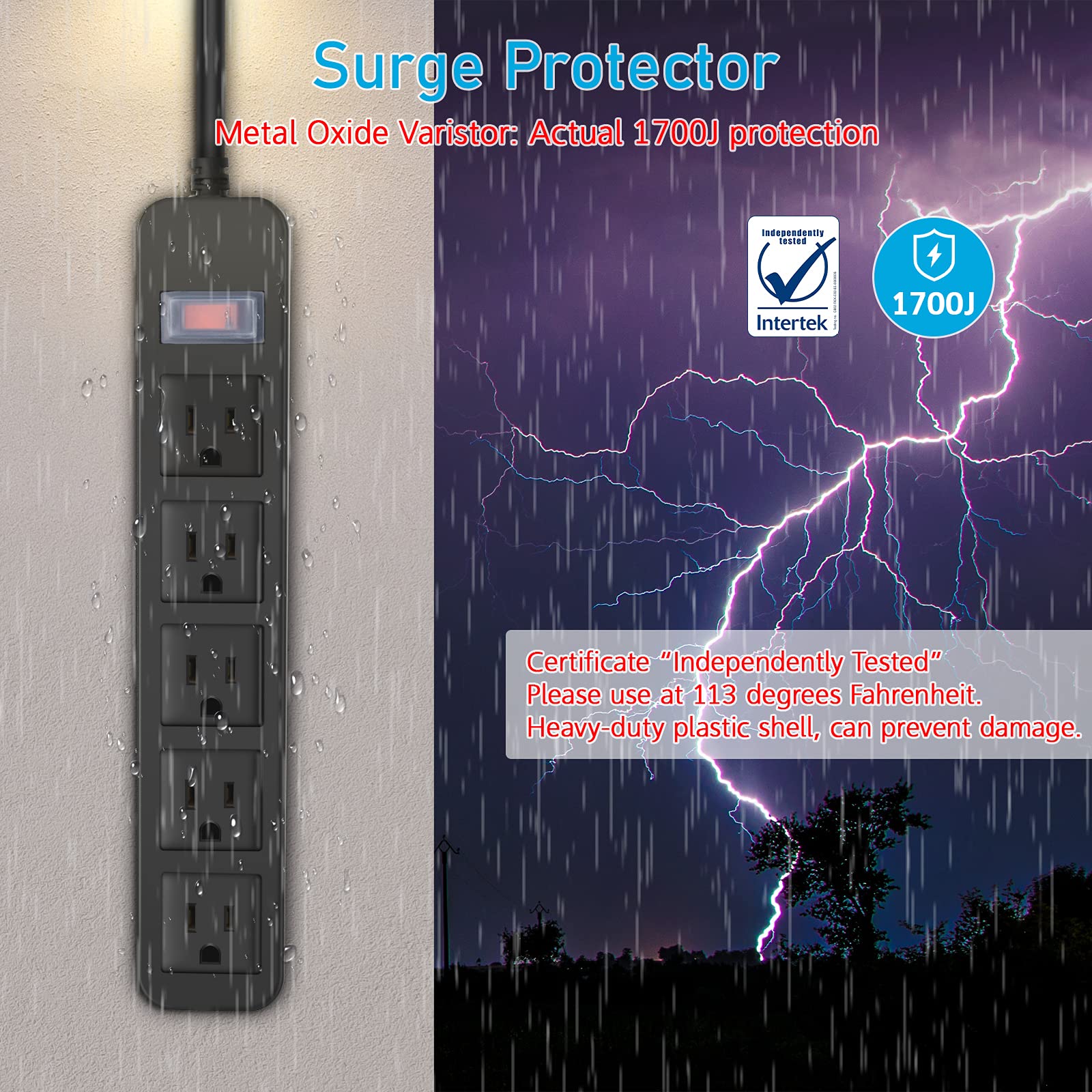 CCCEI 5ft flat-plug extension cord for outdoor setup
