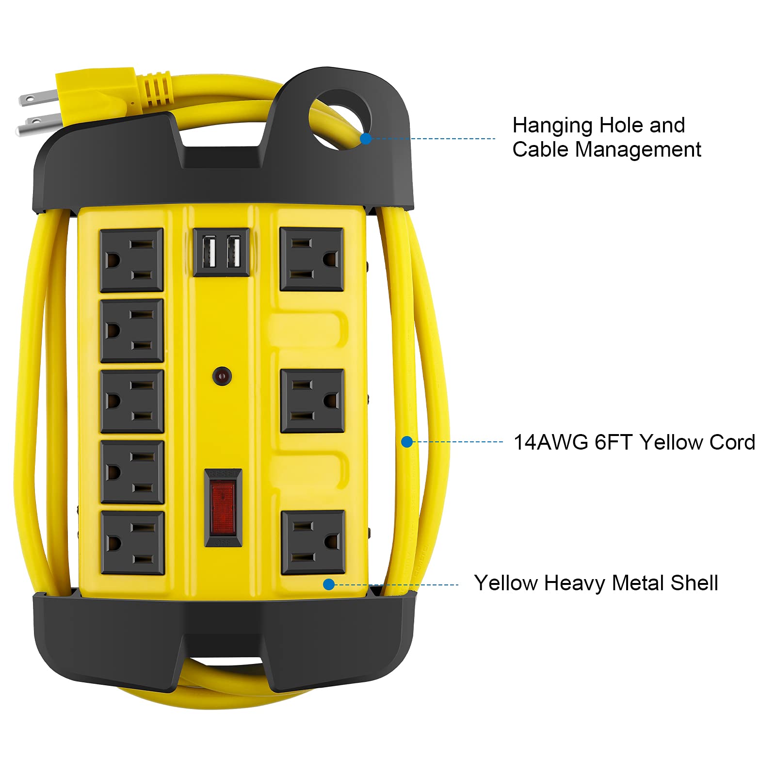 CCCEI 6ft 14AWG cord keeps cables tidy and out of the way