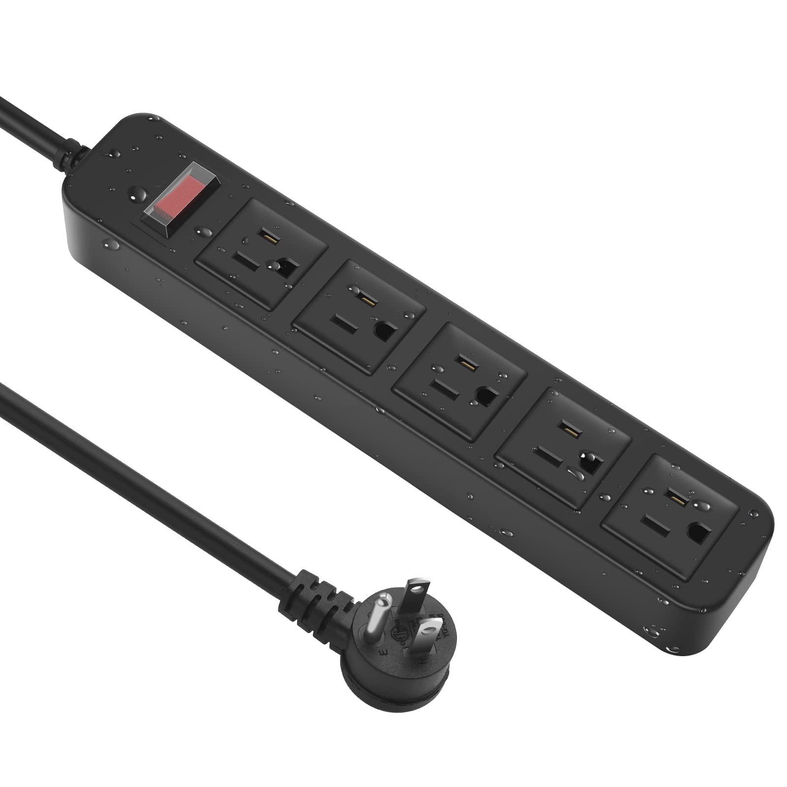 CCCEI outdoor power strip with five outlets, IPX4 protection for rain