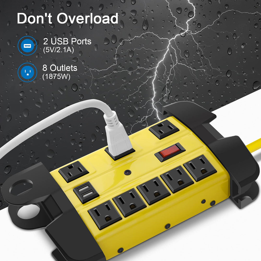 CCCEI wall-mountable industrial power strip installed for organized tools
