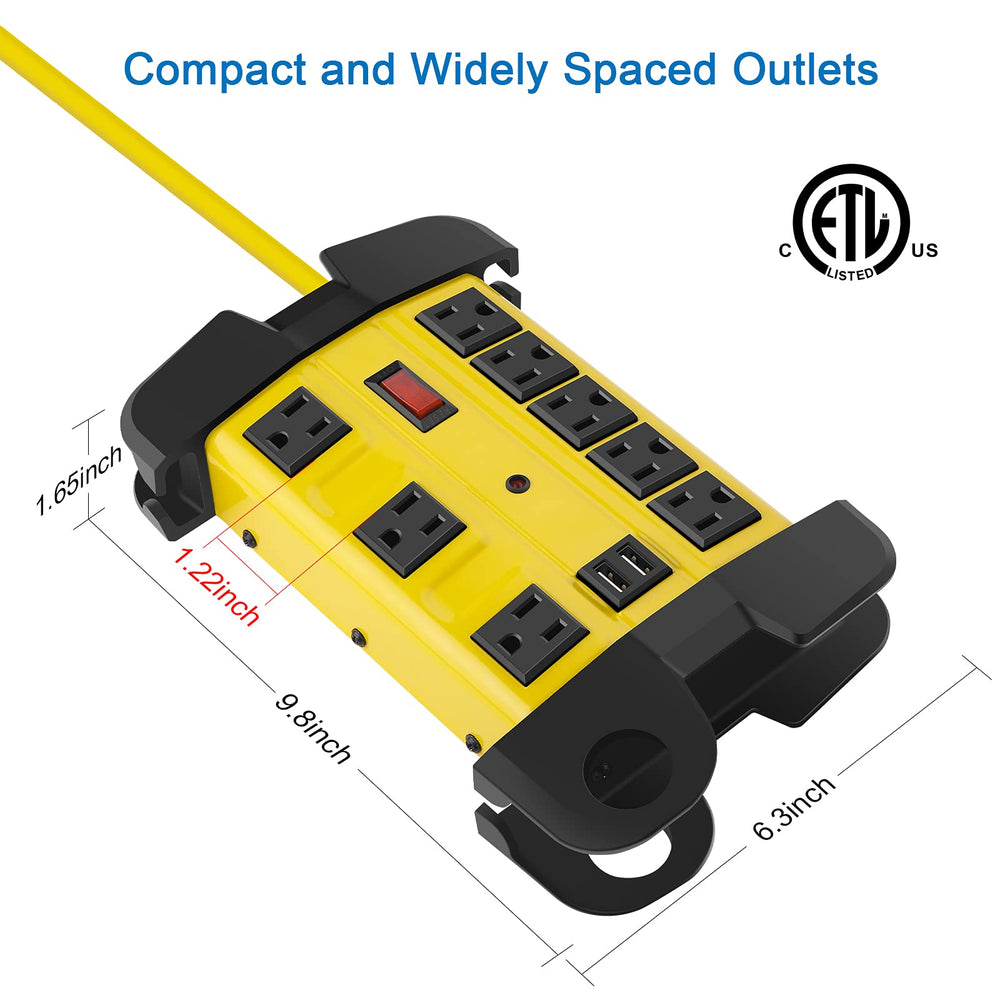 CCCEI wide-spaced outlets accommodate bulky plugs and adapters