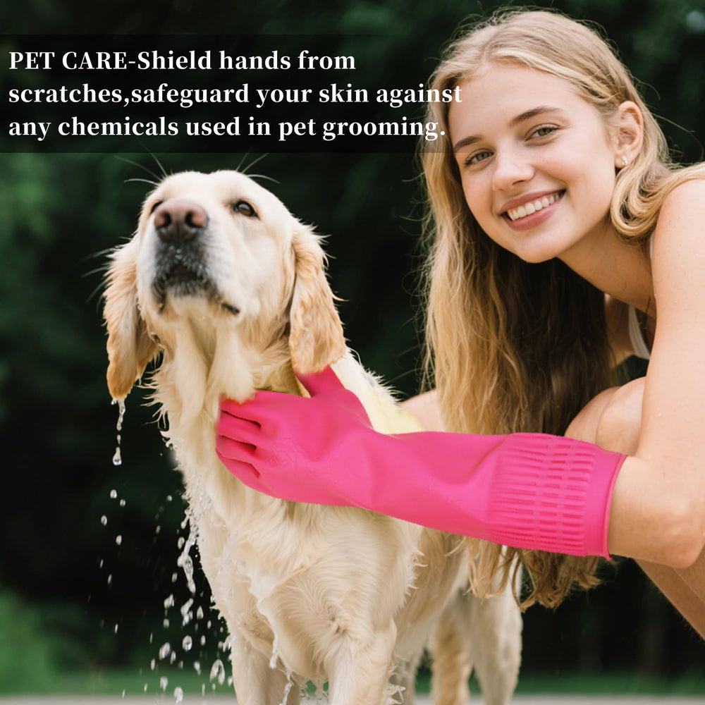 ccebwyny rubber gloves demonstrating long-arm coverage for splash deterrence