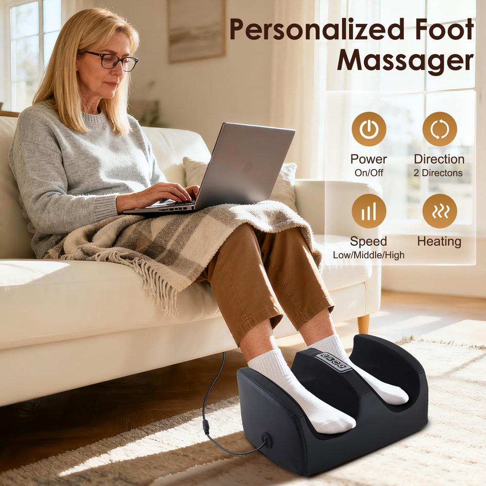 CCHYF foot massager showing calf massage feature for improved circulation.