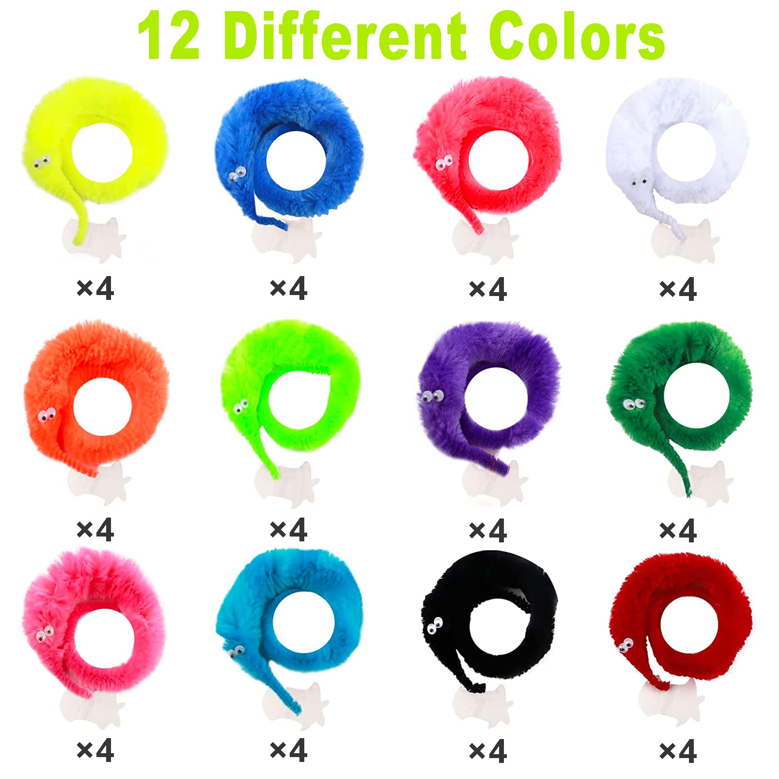 CCINEE 48pcs-magic-worms pack showcases vibrant colors for party decorations