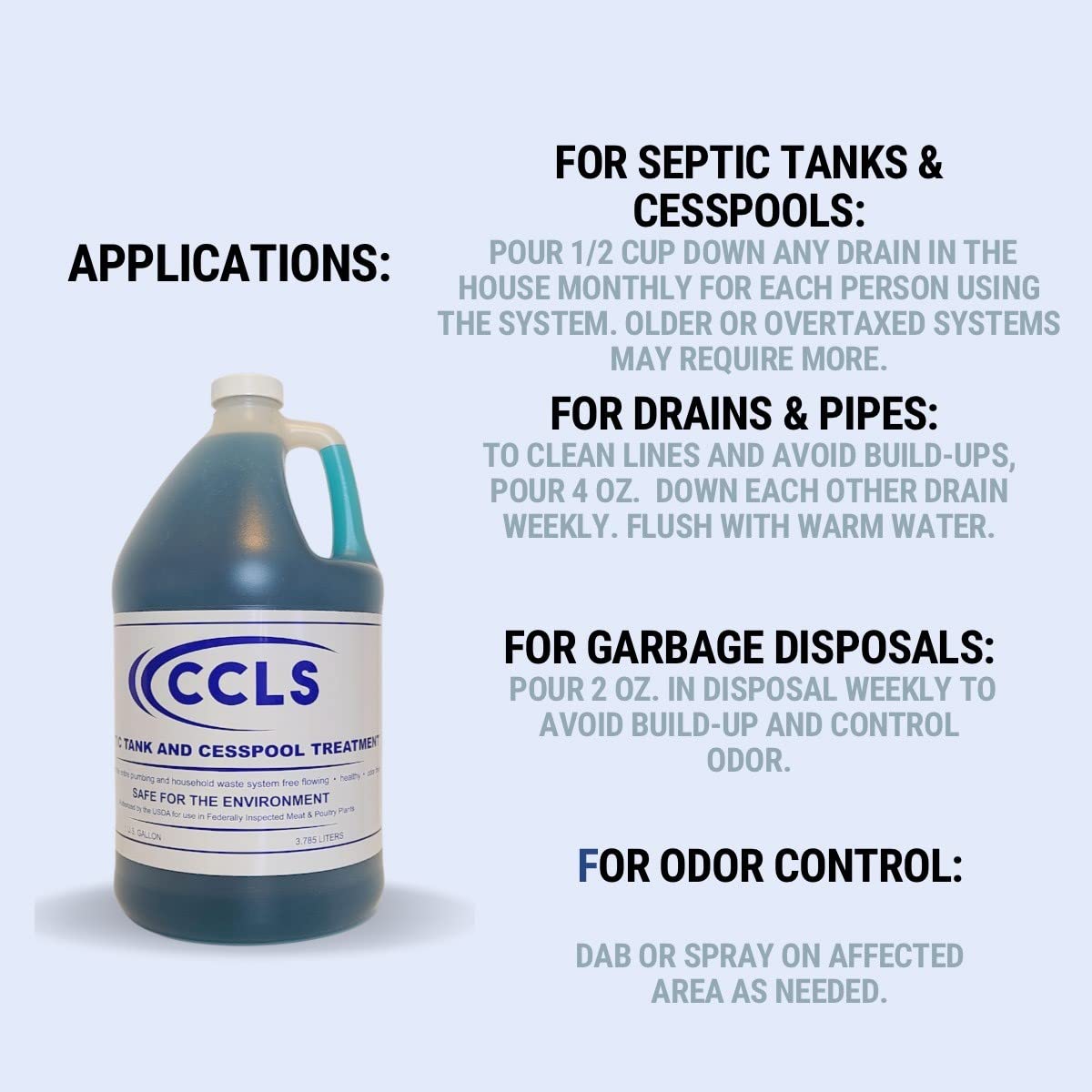 CCLS enzyme-bacteria action visualizes solids breakdown and drainfield health.