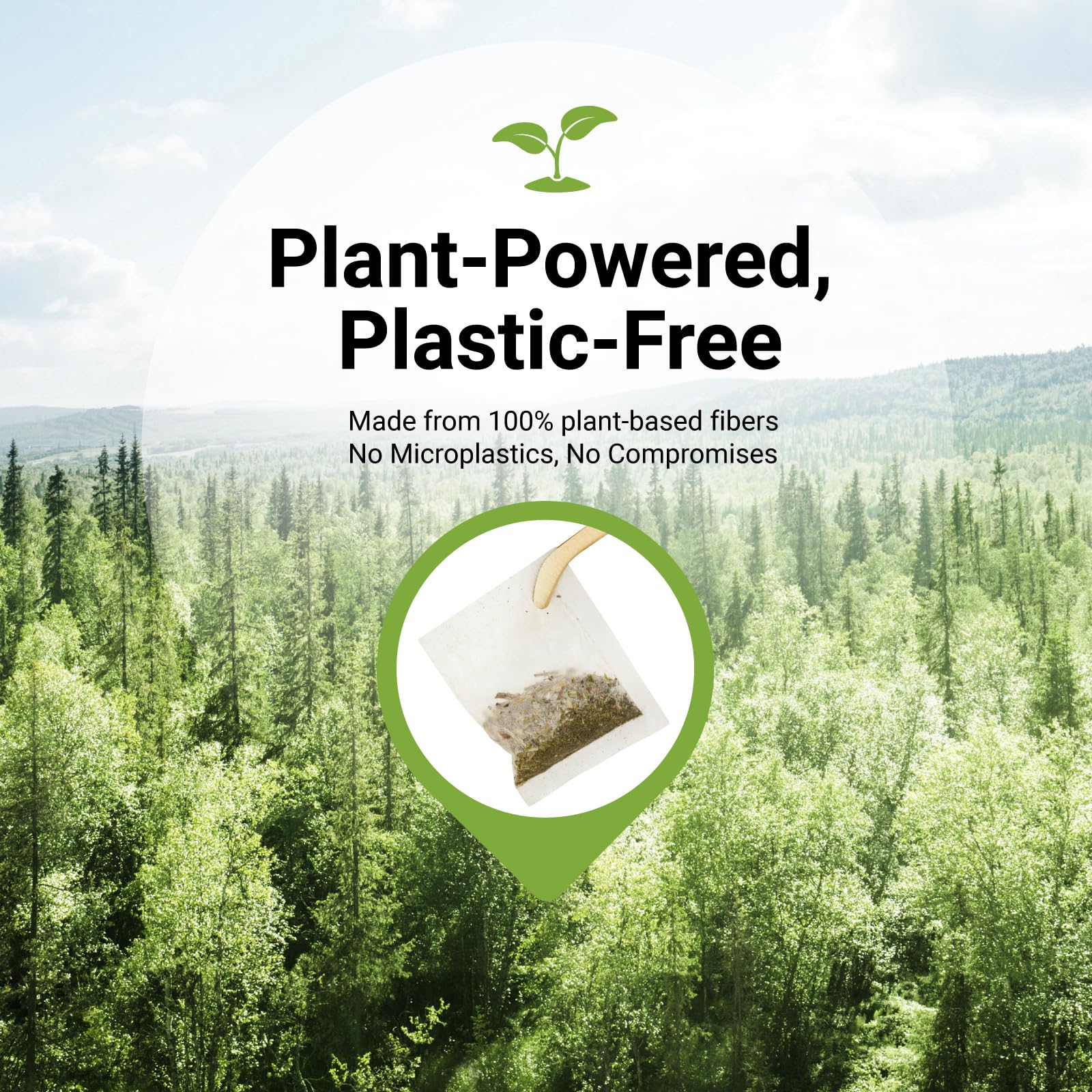 CCnature tea bags in biodegradable, plastic-free packaging.