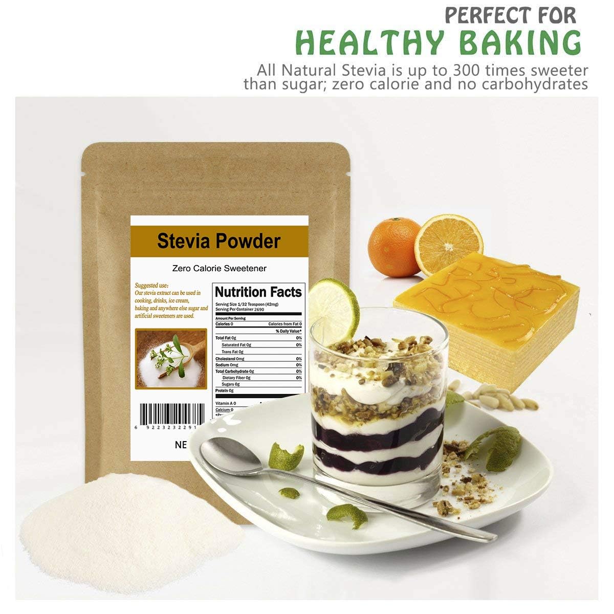 CCnature Stevia Powder close-up in a jar highlights pure plant-based sweetness