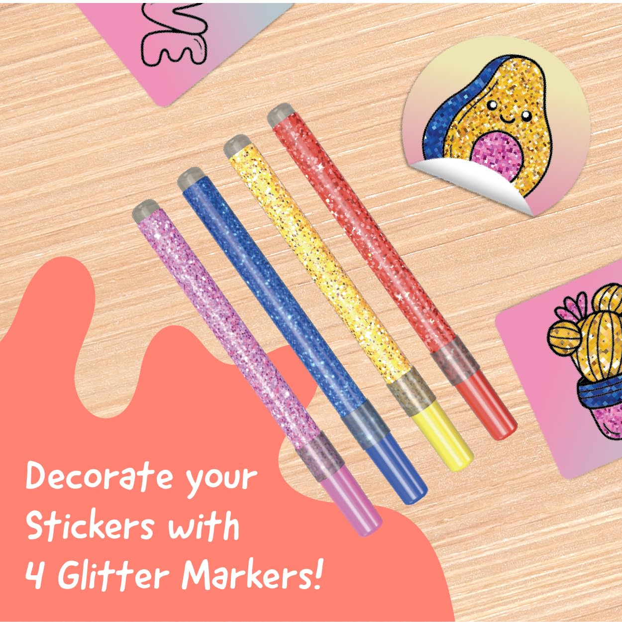 CEACO Hello Blink glitter markers included boost color and shine for stickers.